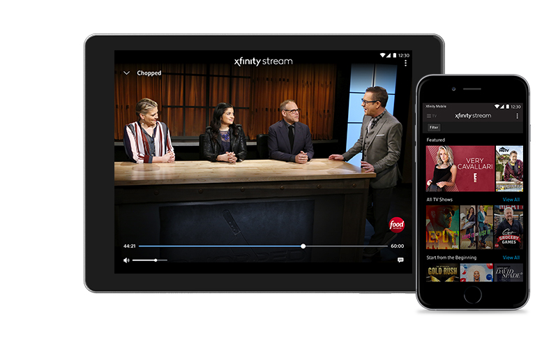 tablet and cell phone showing tv options