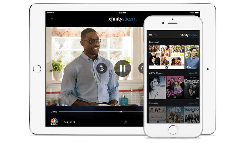 Tablet and mobile device displaying TV shows
