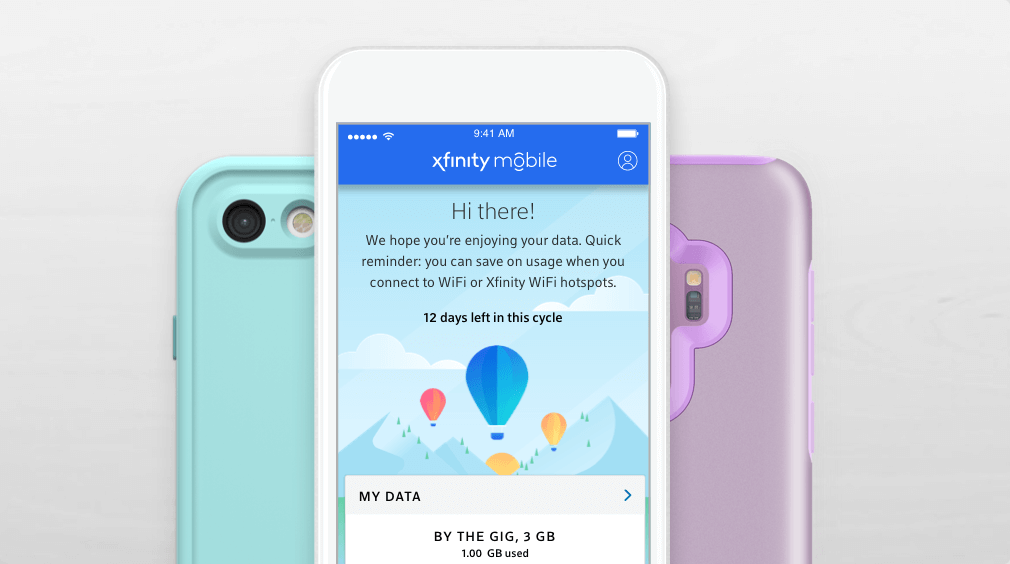 Phone with Xfinity Mobile displaying on screen
