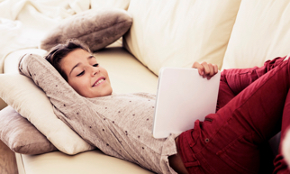 girl looking at ipad