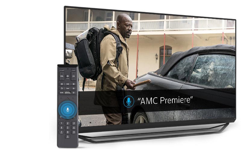 X1 remote with TV displaying say it to see it