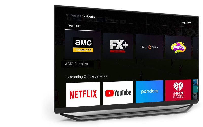 TV with menu of channels