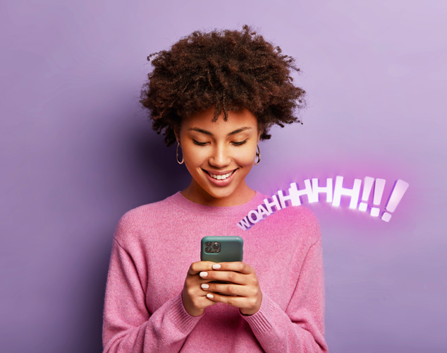 woman looking at a cell phone