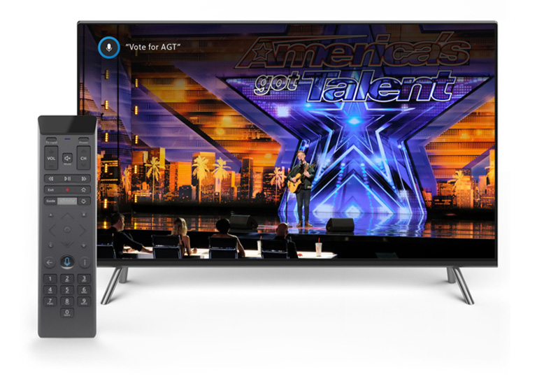 X1 Voice Remote and TV displaying America