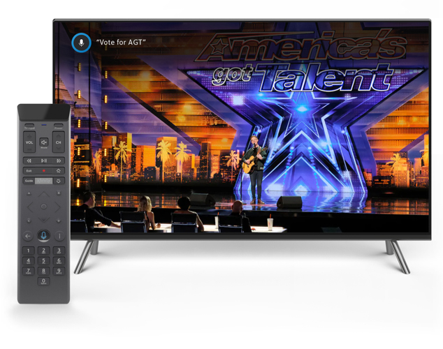 X1 Voice Remote and TV displaying America