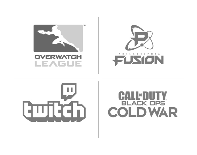 Overwatch League, Fusion, Twitch, and Call of Duty Logos