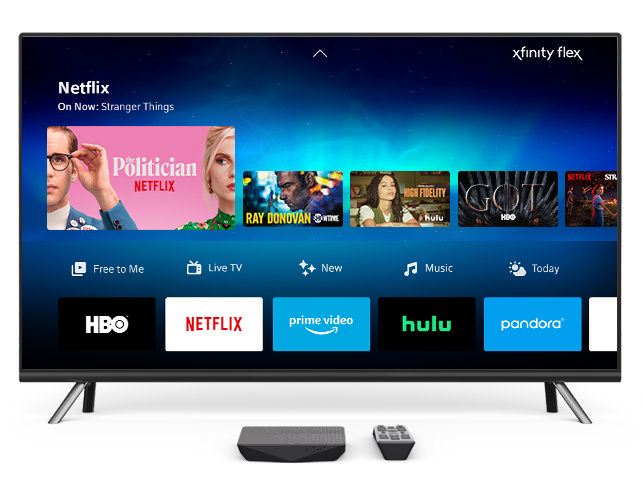 Interfaz de usuario de Xfinity Flex en la pantalla de un televisor