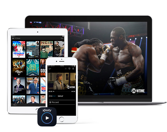 Imágenes de boxeo en la laptop y otros programas de Showtime en la tableta y el teléfono