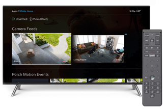 televisión, con video de la cámara de home security